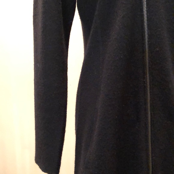 Eileen Fisher asymmetrical zip leather trim jacket - Picture 4 of 13